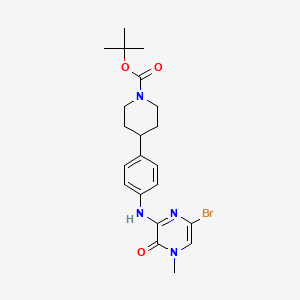molecular formula C21H27BrN4O3 B8497266 tert-Butyl 4-(4-(6-Bromo-4-methyl-3-oxo-3,4-dihydropyrazin-2-ylamino)phenyl)piperidine-1-carboxylate 