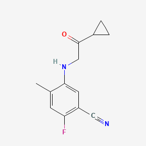 molecular formula C13H13FN2O B8497386 5-(2-Cyclopropyl-2-oxoethylamino)-2-fluoro-4-methylbenzonitrile CAS No. 1448428-00-9