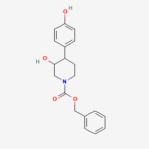 molecular formula C19H21NO4 B8497569 Benzyl 3-hydroxy-4-(4-hydroxyphenyl)piperidinecarboxylate 