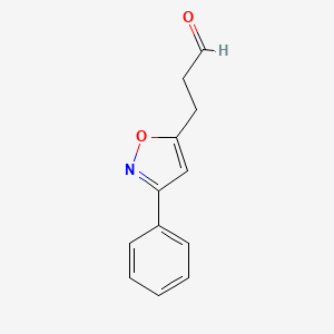 molecular formula C12H11NO2 B8497617 3-(3-Phenylisoxazol-5-yl)propanal 