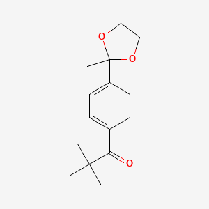 molecular formula C15H20O3 B8497652 2,2-Dimethyl-1-[4-(2-methyl-1,3-dioxolan-2-yl)phenyl]propan-1-one CAS No. 55866-12-1