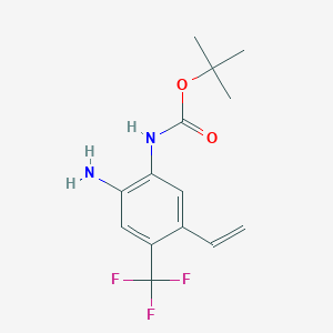 molecular formula C14H17F3N2O2 B8497732 Carbamic acid,[2-amino-5-ethenyl-4-(trifluoromethyl)phenyl]-,1,1-dimethylethyl ester 