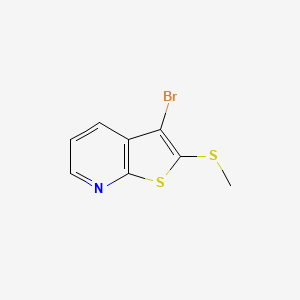molecular formula C8H6BrNS2 B8497836 3-Bromo-2-(methylsulphanyl)thieno[2,3-b]pyridine 