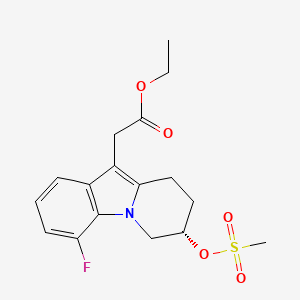 molecular formula C17H20FNO5S B8497840 Ethyl (S)-2-(4-fluoro-7-((methylsulfonyl)oxy)-6,7,8,9-tetrahydropyrido[1,2-a]indol-10-yl)acetate 