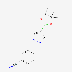 molecular formula C17H20BN3O2 B8497881 3-((4-(4,4,5,5-tetramethyl-1,3,2-dioxaborolan-2-yl)-1H-pyrazol-1-yl)methyl)benzonitrile 