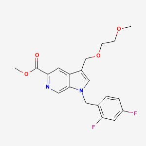 molecular formula C20H20F2N2O4 B8498012 1h-Pyrrolo[2,3-c]pyridine-5-carboxylic acid,1-[(2,4-difluorophenyl)methyl]-3-[(2-methoxyethoxy)methyl]-,methyl ester 