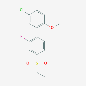 molecular formula C15H14ClFO3S B8498013 5'-Chloro-4-(ethylsulfonyl)-2-fluoro-2'-methoxy-1,1'-biphenyl 
