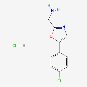 molecular formula C10H10Cl2N2O B8498122 2-Oxazolemethanamine, 5-(4-chlorophenyl)-, monohydrochloride CAS No. 64639-74-3