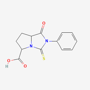 molecular formula C13H12N2O3S B8498260 1h-Pyrrolo[1,2-c]imidazole-5-carboxylic acid,hexahydro-1-oxo-2-phenyl-3-thioxo- 