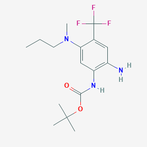 molecular formula C16H24F3N3O2 B8498278 Carbamic acid,[2-amino-5-(methylpropylamino)-4-(trifluoromethyl)phenyl]-,1,1-dimethylethyl ester 