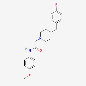 molecular formula C21H25FN2O2 B8498527 1-Piperidineacetamide,4-[(4-fluorophenyl)methyl]-n-(4-methoxyphenyl)- CAS No. 496057-30-8
