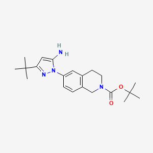 molecular formula C21H30N4O2 B8498707 t-butyl 6-(5-amino-3-t-butyl-1H-pyrazol-1-yl)-3,4-dihydroisoquinoline-2(1H)-carboxylate 