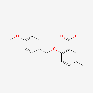 molecular formula C17H18O4 B8498823 2-(4-Methoxybenzyloxy)-5-methylbenzoic acid methyl ester 