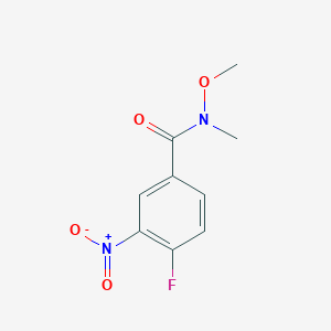 molecular formula C9H9FN2O4 B8498923 4-Fluoro-N-methoxy-N-methyl-3-nitro-benzamide 