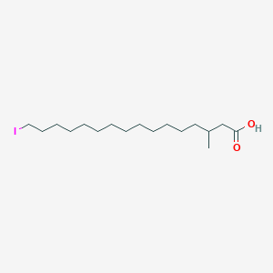 molecular formula C17H33IO2 B008499 16-Iodo-3-methylhexadecanoic acid CAS No. 101373-23-3