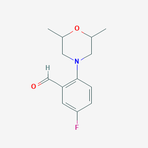 molecular formula C13H16FNO2 B8499286 2-(2,6-Dimethylmorpholin-4-yl)-5-fluorobenzaldehyde 