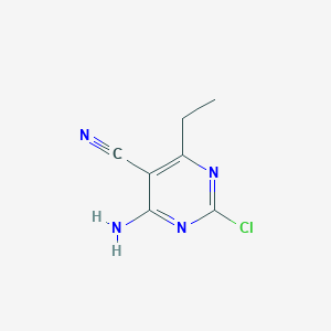 molecular formula C7H7ClN4 B8499303 4-Amino-2-chloro-6-ethylpyrimidine-5-carbonitrile CAS No. 54356-35-3