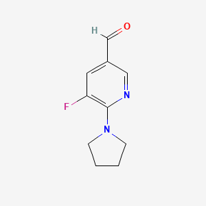 molecular formula C10H11FN2O B8499356 5-Fluoro-6-(pyrrolidin-1-yl)nicotinaldehyde 