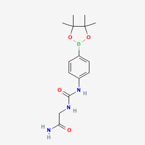 molecular formula C15H22BN3O4 B8499410 2-(3-(4-(4,4,5,5-Tetramethyl-1,3,2-dioxaborolan-2-yl)phenyl)ureido)acetamide 