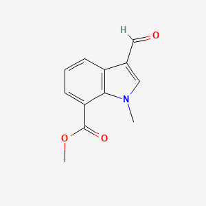 molecular formula C12H11NO3 B8499598 1-methyl-7-methoxycarbonyl-1H-indole 3-carboxaldehyde 