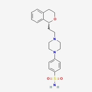 molecular formula C21H27N3O3S B8499608 4-[4-((R)-2-Isochroman-1-yl-ethyl)-piperazin-1-yl]-benzenesulfonamide 