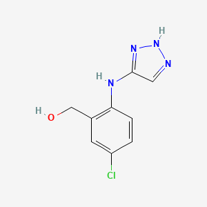 molecular formula C9H9ClN4O B8499624 (2-((2H-1,2,3-Triazol-4-yl)amino)-5-chlorophenyl)methanol 