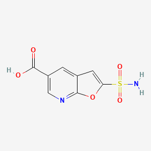 molecular formula C8H6N2O5S B8499846 2-Sulfamoylfuro[2,3-b]pyridine-5-carboxylic acid 