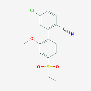 molecular formula C16H14ClNO3S B8499928 5-Chloro-4'-(ethylsulfonyl)-2'-methoxy-[1,1'-biphenyl]-2-carbonitrile 