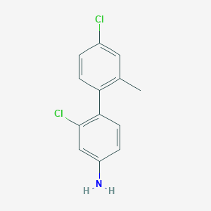molecular formula C13H11Cl2N B8499939 2,4'-Dichloro-2'-methyl-[1,1'-biphenyl]-4-amine 