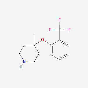 molecular formula C13H16F3NO B8499973 4-Methyl-4-(2-trifluoromethylphenoxy)piperidine 