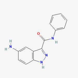 molecular formula C14H12N4O B8500102 N-phenyl-5-amino-1H-indazole-3-carboxamide 