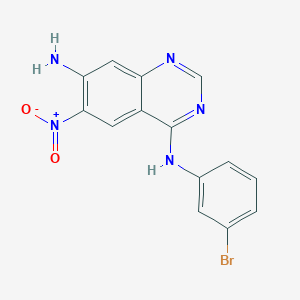 molecular formula C14H10BrN5O2 B8500446 7-Amino-4-(3-bromoanilino)-6-nitroquinazoline 