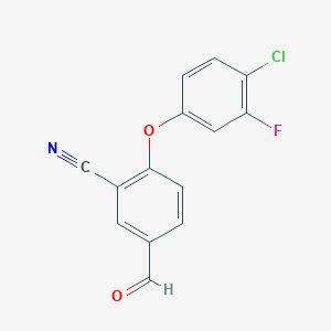 molecular formula C14H7ClFNO2 B8500465 2-(4-Chloro-3-fluorophenoxy)-5-formylbenzonitrile 
