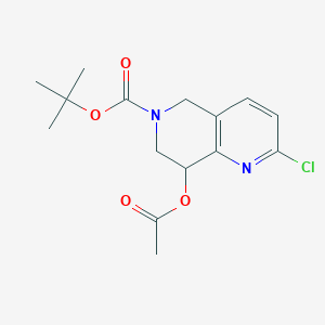 molecular formula C15H19ClN2O4 B8500474 tert-butyl 8-acetoxy-2-chloro-7,8-dihydro-1,6-naphthyridine-6(5H)-carboxylate 