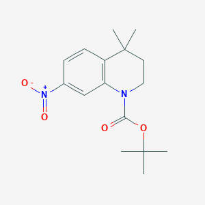 molecular formula C16H22N2O4 B8500666 4,4-dimethyl-7-nitro-3,4-dihydro-2H-quinoline-1-carboxylic acid tert-butyl ester 