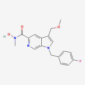 molecular formula C18H18FN3O3 B8500877 1h-Pyrrolo[2,3-c]pyridine-5-carboxamide,1-[(4-fluorophenyl)methyl]-n-hydroxy-3-(methoxymethyl)-n-methyl- 