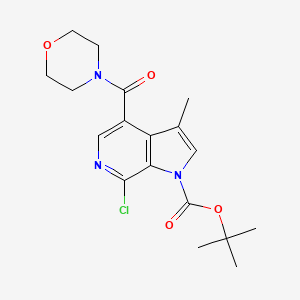 molecular formula C18H22ClN3O4 B8500907 1h-Pyrrolo[2,3-c]pyridine-1-carboxylic acid,7-chloro-3-methyl-4-(4-morpholinylcarbonyl)-,1,1-dimethylethyl ester 