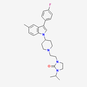 molecular formula C28H35FN4O B8501140 2-Imidazolidinone,1-[2-[4-[3-(4-fluorophenyl)-5-methyl-1h-indol-1-yl]-1-piperidinyl]ethyl]-3-(1-methylethyl)- 