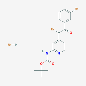 molecular formula C18H19Br3N2O3 B8501231 2-Bromo-1-(3-bromophenyl)-2-[2-(boc-amino)-4-pyridyl]ethanone hydrocbromide 