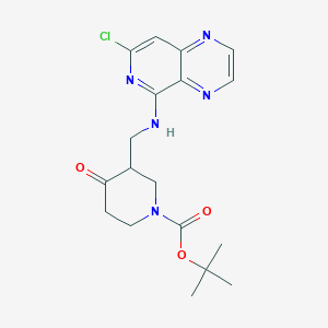 molecular formula C18H22ClN5O3 B8501413 Tert-butyl 3-((7-chloropyrido[4,3-b]pyrazin-5-ylamino)methyl)-4-oxopiperidine-1-carboxylate 