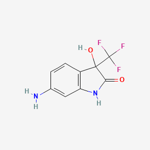 molecular formula C9H7F3N2O2 B8501592 6-Amino-3-hydroxy-3-(trifluoromethyl)indolin-2-one 