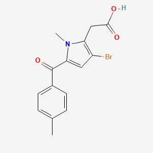 molecular formula C15H14BrNO3 B8501806 [3-Bromo-1-methyl-5-(4-methylbenzoyl)-1H-pyrrol-2-yl]acetic acid CAS No. 62380-66-9