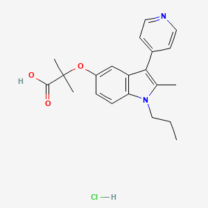 molecular formula C21H25ClN2O3 B8501899 Propanoic acid, 2-methyl-2-((2-methyl-1-propyl-3-(4-pyridinyl)-1H-indol-5-yl)oxy)-, hydrochloride CAS No. 76460-37-2