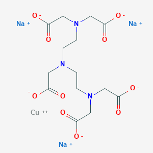 molecular formula C14H18CuN3Na3O10 B085024 Cuprate(3-), [N,N-bis[2-[[(carboxy-kappaO)methyl](carboxymethyl)amino-kappaN]ethyl]glycinato(5-)-kappaN,kappaO]-, trisodium, (OC-6-43)- CAS No. 12189-76-3