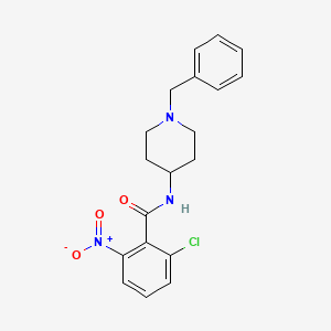 molecular formula C19H20ClN3O3 B8502416 Benzamide,2-chloro-6-nitro-n-[1-(phenylmethyl)-4-piperidinyl]- 