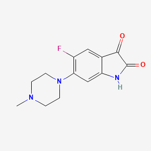 molecular formula C13H14FN3O2 B8502451 5-Fluoro-6-(4-methylpiperazinyl)isatin 