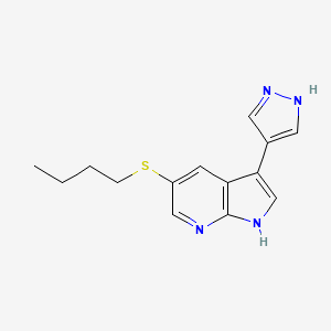 molecular formula C14H16N4S B8502677 5-Butylsulfanyl-3-(1H-pyrazol-4-yl)-1H-pyrrolo[2,3-b]pyridine CAS No. 923583-27-1