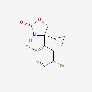molecular formula C12H11BrFNO2 B8502711 (RS)-4-(5-Bromo-2-fluoro-phenyl)-4-cyclopropyl-oxazolidin-2-one 