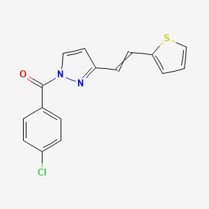 molecular formula C16H11ClN2OS B8502780 (4-Chlorophenyl){3-[2-(thiophen-2-yl)ethenyl]-1H-pyrazol-1-yl}methanone CAS No. 387353-07-3
