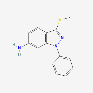 molecular formula C14H13N3S B8502931 3-(methylthio)-1-phenyl-1H-indazol-6-amine 